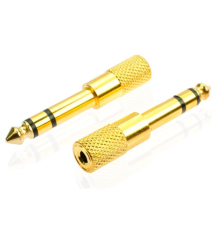 Перехідник Jack 6.3 (тато)/Jack 3.5 (мама) Stereo, Gold, метал, Q100