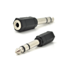 Перехідник Jack 6.3 (тато) / Jack 3.5 (мама) Stereo, Black, пластик, Q100