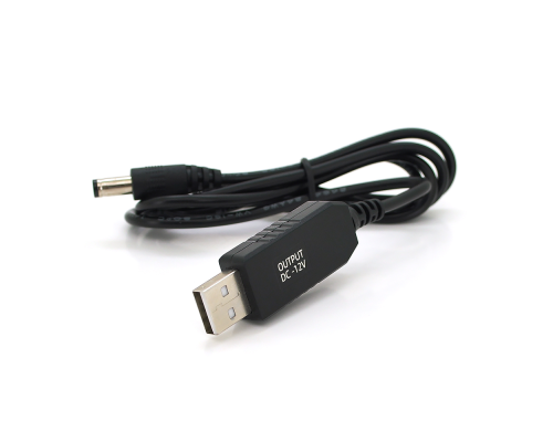 Кабель для роутера 5.5/2.5(5.5/2.1)mm(M)=> USB2.0 (Out:12V), 1м, Black, OEM