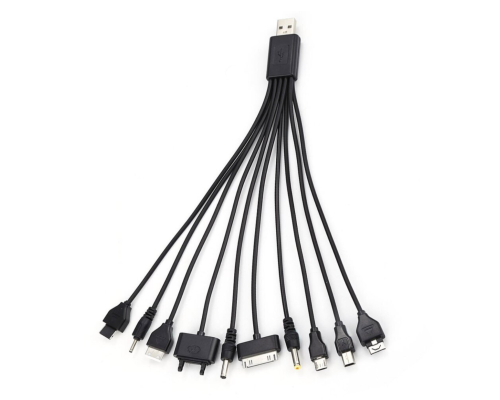 USB кабель із перехідниками 10 в 1, 0,2м, Black, ОЕМ Q500