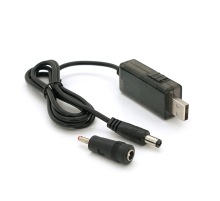 Кабель для роутера 5.5/2.5mm(M)=> USB2.0 (Out:12V/9V)+перехідник 5.5/2.5mm(F)=> 3.5*2.0(M), 1м, Black, OEM