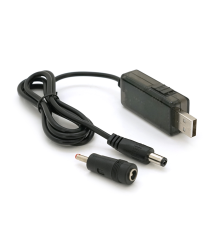 Кабель для роутера 5.5/2.5mm(M)=> USB2.0 (Out:12V/9V)+перехідник 5.5/2.5mm(F)=> 3.5*2.0(M), 1м, Black, OEM
