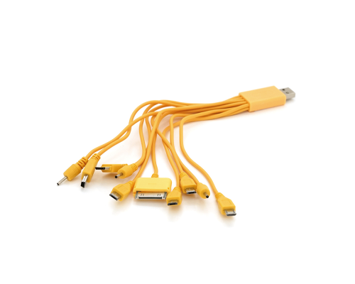 USB кабель з перехідниками 10 в 1, 0,2м, Yellow, ОЕМ Q500