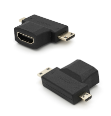 Перехідник mini HDMI (тато) -micro HDMI (тато) -HDMI (мама)