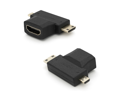 Перехідник mini HDMI (тато) -micro HDMI (тато) -HDMI (мама) Перехідник mini HDMI (тато) -micro HDMI (тато) -HDMI (мама)
