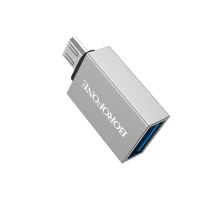 Перехідник Borofone BV2 USB2.0(F) => Micro(M), Silver, Blister