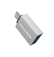 Перехідник Borofone BV2 USB2.0(F) => Micro(M), Silver, Blister