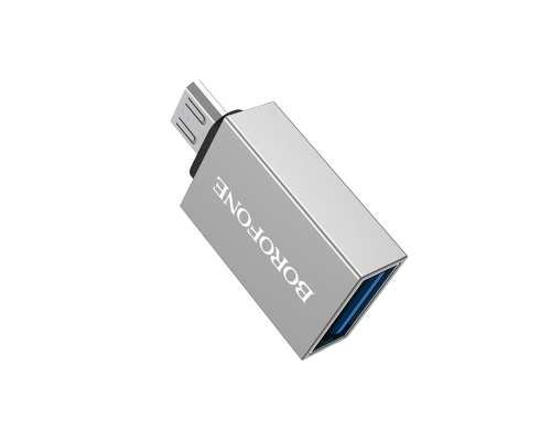 Перехідник Borofone BV2 USB2.0(F) => Micro(M), Silver, Blister