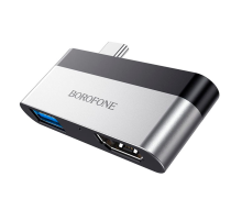 Перехідник BOROFONE DH2 Type-C(Male) - USB3.0+2*HDMI, Black, Box Перехідник BOROFONE DH2 Type-C(Male) - USB3.0+2*HDMI, Black, Box