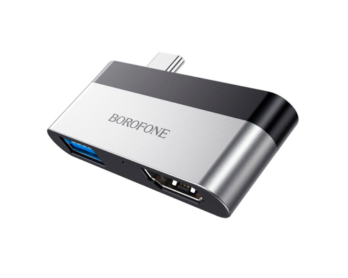 Перехідник BOROFONE DH2 Type-C(Male) - USB3.0+2*HDMI, Black, Box
