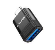 Перехідник Borofone BV18 USB3.0(F) => Type-C(M), Black, Blister