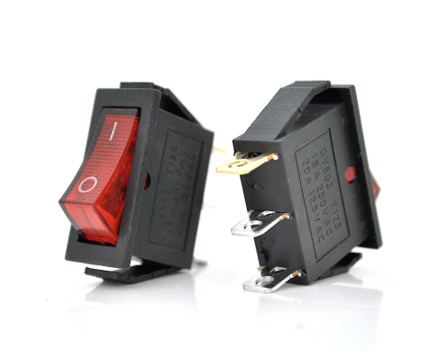 Перемикач ON-ON KCD3-102N, 250VAC / 16A, 3 контакта, Red, Q200