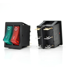 Перемикач ON-ON KCD3-212N, 250VAC / 15A, 6 контактів, Red/Green, Q50 ( 245*170*41 ) 0,75 кг