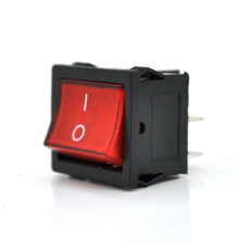 Перемикач ON-OFF KCD1-104, 250VAC/6A, 4 контакти, RED, Q100
