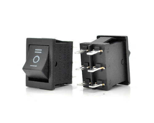 Перемикач ON-OFF KCD2-213, 250VAC / 6A, 6 контактів, Black, Q100 Перемикач ON-OFF KCD2-213, 250VAC / 6A, 6 контактів, Black, Q100