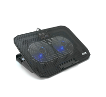 Підставка для ноутбука IceCoorel N106, 10-18", 2*125mm 1400±10% RPM, корпус пластик+алюміній, 2xUSB 2.0, 360x260x32 mm, Black, Box Q20