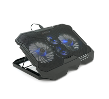 Підставка під ноутбук IceCoorel K22, 10-17", 2*125мм+2*70мм 2600±10% RPM, корпус пластик+алюміній, 385x280x28mm, Black, Box, Q10