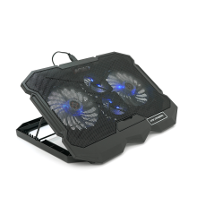 Підставка під ноутбук IceCoorel K22, 10-17", 2*125мм+2*70мм 2600±10% RPM, корпус пластик+алюміній, 385x280x28mm, Black, Box, Q10