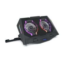 Підставка для ноутбука IceCoorel N10, 10-18", 2*125mm 1400±10% RPM, корпус пластик+алюміній, 2xUSB 2.0+LCD display+підставка для мобільного телефону
