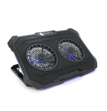 Підставка під ноутбук IceCoorel F8, 10-17", 2*125mm 1200±10% RPM, корпус пластик+алюміній, 2xUSB 2.0, 415x293x26.5mm, RGB, Box Q10