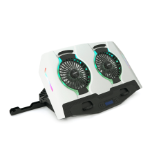 Підставка для ноутбука IceCoorel N9, 10-18", 2*125mm 1400±10% RPM, корпус пластик+алюміній, 2xUSB 2.0 + LCD display, 461x298x52mm, Silver, Box, Q8