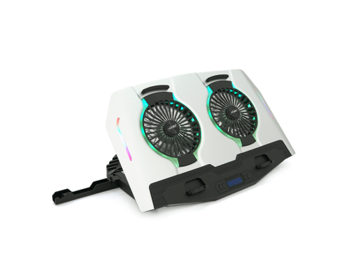 Підставка для ноутбука IceCoorel N9, 10-18", 2*125mm 1400±10% RPM, корпус пластик+алюміній, 2xUSB 2.0 + LCD display, 461x298x52mm, Silver, Box, Q8