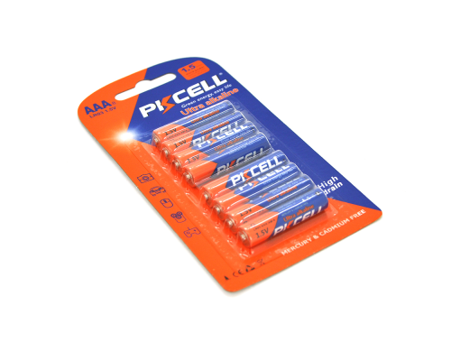 Батарейка щелочная PKCELL 1.5V AAA/LR03, 8 штук в блистере цена за блистер, Q10