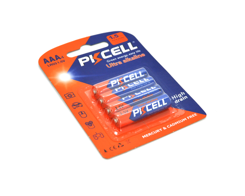 Батарейка лужна PKCELL 1.5V AAA/LR03, 4 штуки в блістері, Q12/144