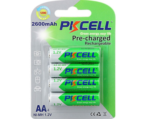 Акумулятор PKCELL 1.2V AA 2600mAh NiMH Already Charged, 4 штуки у блістері ціна за блістер, Q12