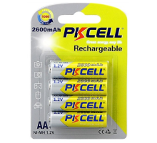 Акумулятор PKCELL 1.2V AA 2600mAh NiMH Rechargeable Battery, 4 штуки у блістері ціна за блістер, Q12