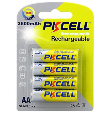 Акумулятор PKCELL 1.2V AA 2600mAh NiMH Rechargeable Battery, 4 штуки у блістері ціна за блістер, Q12