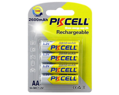 Акумулятор PKCELL 1.2V AA 2600mAh NiMH Rechargeable Battery, 4 штуки у блістері ціна за блістер, Q12