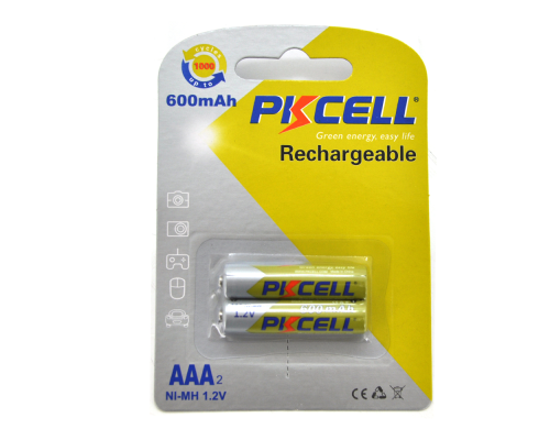 Акумулятор PKCELL 1.2V AAA 600mAh NiMH Rechargeable Battery, 2 штуки в блістері ціна за блістер, Q12