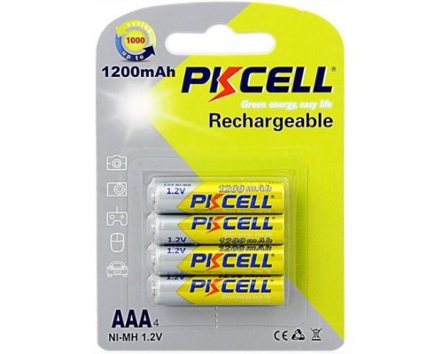 Акумулятор PKCELL 1.2V AAA 1200mAh NiMH Rechargeable Battery, 4 штуки в блістері ціна за блістер, Q12