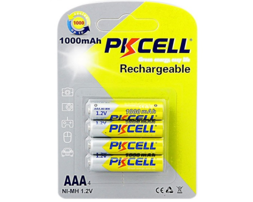 Акумулятор PKCELL 1.2V AAA 1000mAh NiMH Rechargeable Battery, 4 штуки у блістері ціна за блістер, Q12