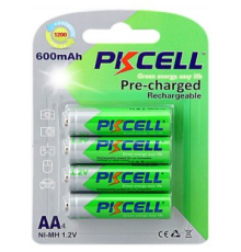 Акумулятор PKCELL 1.2V AA 600mAh NiMH Already Charged, 4 штуки у блістері ціна за блістер, Q12