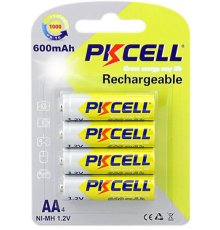 Акумулятор PKCELL 1.2V AA 600mAh NiMH Rechargeable Battery, 4 штуки у блістері ціна за блістер, Q12
