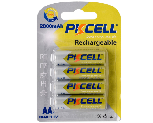 Акумулятор PKCELL 1.2V AA 2800mAh NiMH Rechargeable Battery, 4 штуки у блістері ціна за блістер, Q12