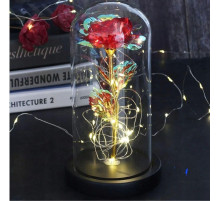 Троянда в скляній колбі LED RED GOLD з LED-підсвіткою Rose of Love Червона