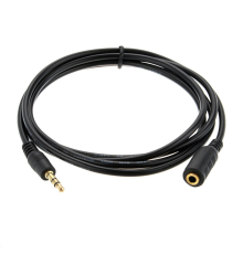 Подовжувач Audio DC3.5 тато-мама 5.0м, GOLD Stereo Jack, (круглий) Black cable, Пакет Q240