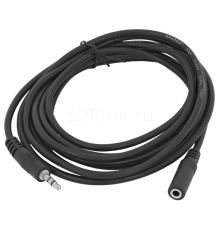 Подовжувач Audio DC3.5 тато-мама 0.5м, ССА Stereo Jack, (круглий) Black cable, Пакет