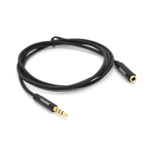 Подовжувач VEGGIEG AFB-1 Audio DC3.5 тато-мама 1.0м, GOLD Stereo Jack, (круглий) Black cable, Пакет Q500