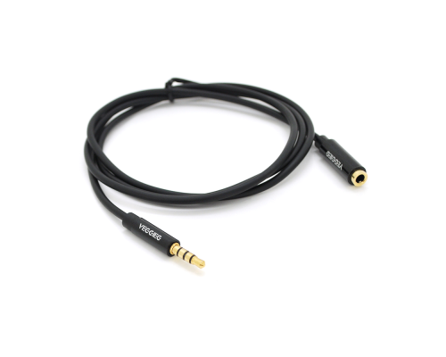 Подовжувач VEGGIEG AFB-1 Audio DC3.5 тато-мама 1.0м, GOLD Stereo Jack, (круглий) Black cable, Пакет Q500