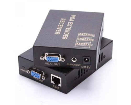 Активний подовжувач VGA 100m по кручений парі через RJ-45, Black, BOX