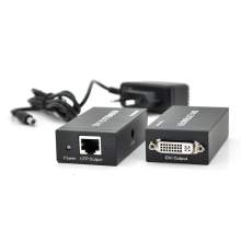 Активний подовжувач DVI 60m по кручений парі через RJ-45, Black, BOX