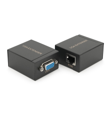 Пасивний подовжувач VGA сигналу до 60m по кручений парі Cat5e/6e, Black, BOX