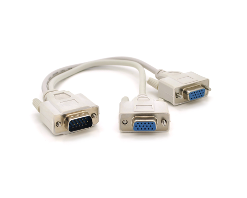 Розгалужувач VGA 0,2m, male to 2*female (тато-2*мама), White, OEM Розгалужувач VGA 0,2m, male to 2*female (тато-2*мама), White, OEM