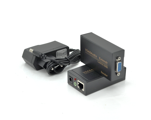 Активний подовжувач VGA сигналу до 100m по витій парі Cat5e / 6e, 1080P, Black, BOX
