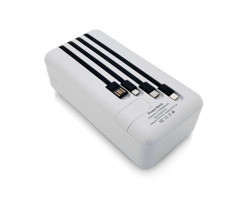 PowerBank Bix-50000mAh, Input:MicroUSB+Type-C, Output:4USB/Type-C/MicroUSB/Lightning, QC22.5W/PD20W, White