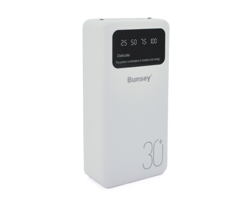 PowerBank Bunsey BY-12 30000mAh, Input:MicroUSB+Type-C, Output:2USB/Type-C, QC22.5W/PD20W, White